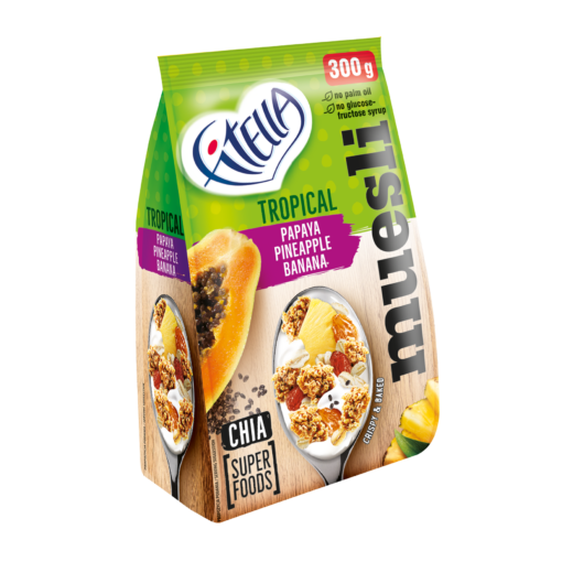 FITELLA MUESLI - papaja, ananas, banán a chia semínka (300g)